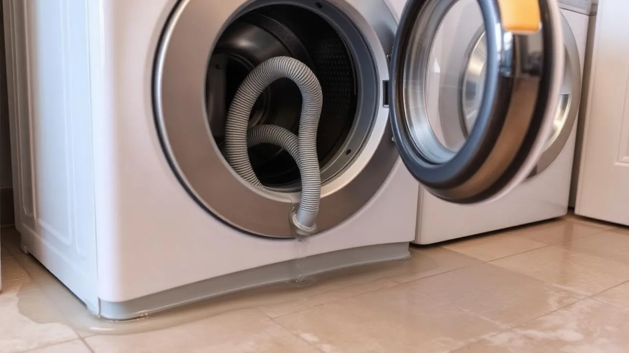 Washing machine leaking water onto laundry room floor