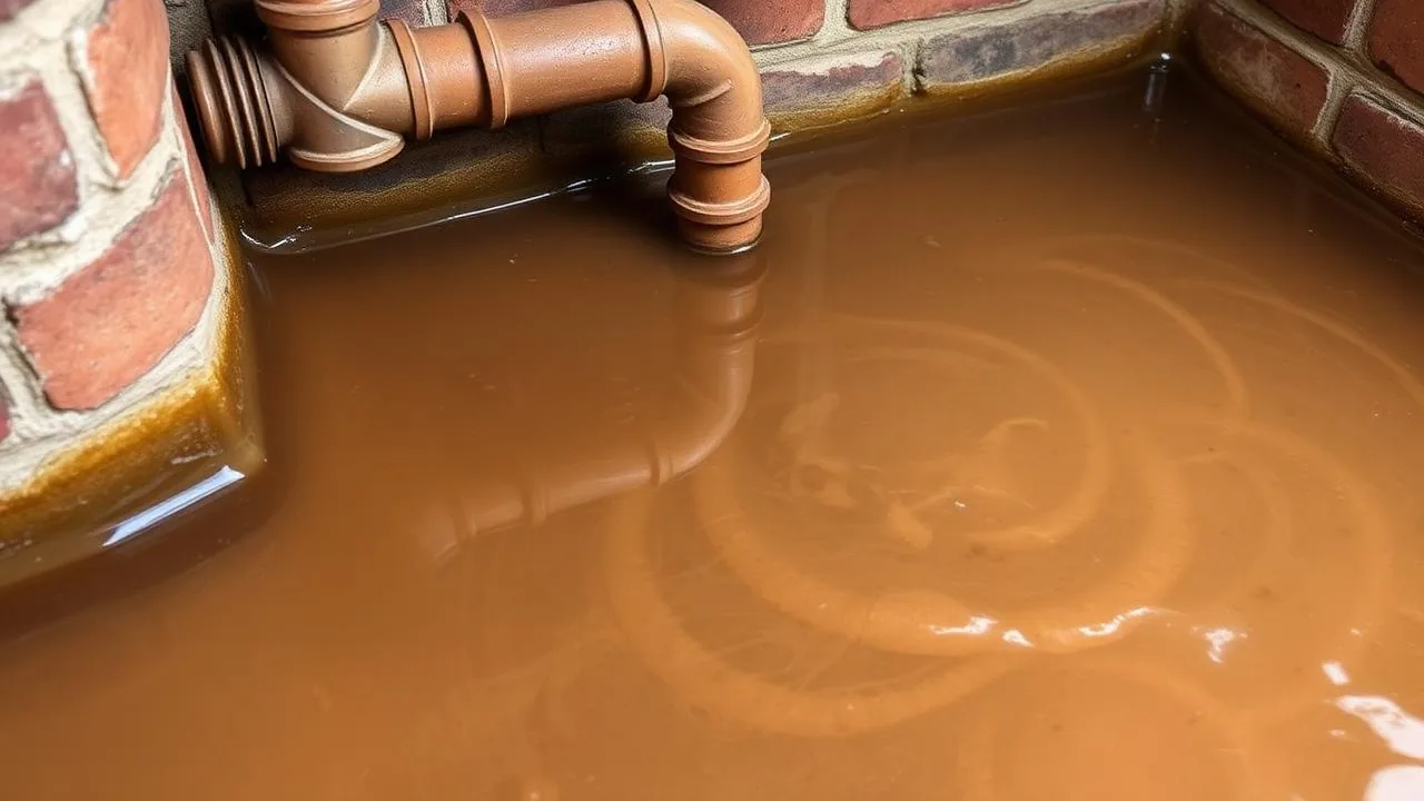 Sewage backup contaminated water near basement pipe